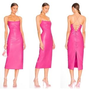 Bardot Helena Faux Leather Dress in Hot Pink Size 2